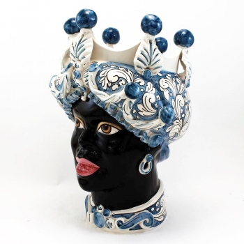 Testa ceramica Caltagirone Donna Blu cm 45