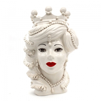 Testa Ceramica Caltagirone Donna Bianca cm. 45