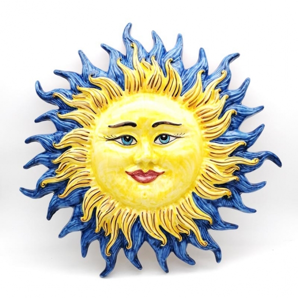 Elegante Sole blu cm28 in ceramica di Caltagirone 