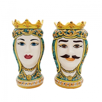 Coppia Teste Ceramica Siciliana Caltagirone cm 25
