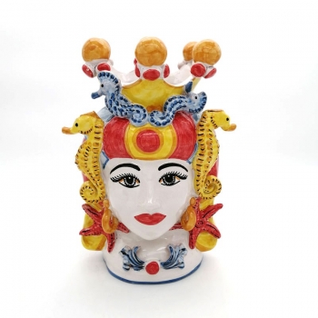 Testa Ceramica Siciliana Caltagirone Donna Mare cm.30