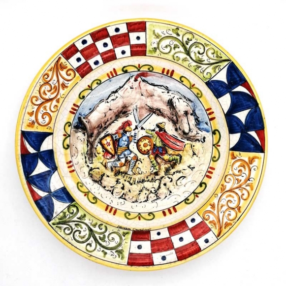 Piatto Ceramica Caltagirone Paladini a rilievo da cm 45