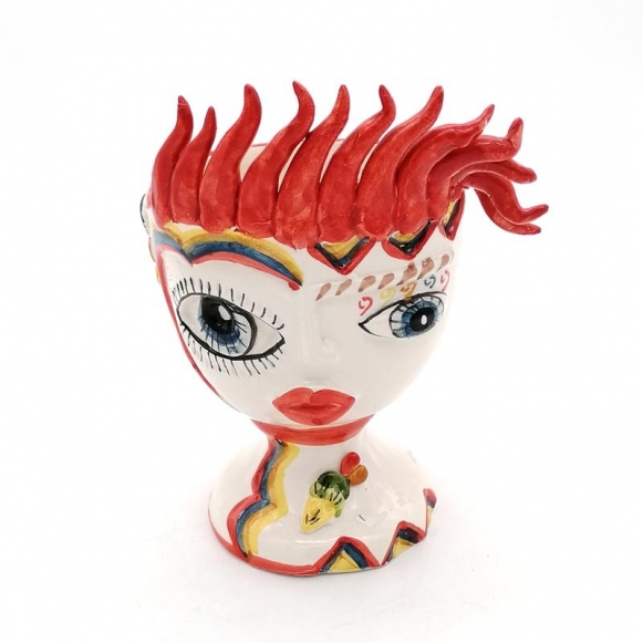 Testa ceramica Siciliana Caltagirone peperoncino Donna cm 18