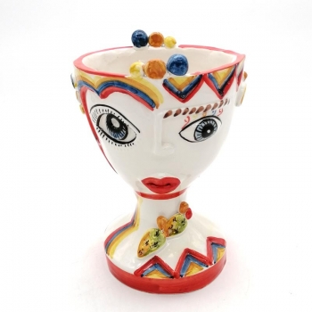 Testa ceramica Siciliana Caltagirone Serie Naif Donna cm.20