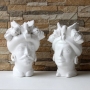 Coppia Teste Mori in Ceramica Bianca cm 23