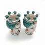 Coppia Teste Ceramica Siciliana Caltagirone Verde cm 15