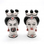 Coppia Teste Ceramica Siciliana Caltagirone Nero cm 15