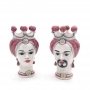 Coppia Teste Ceramica Siciliana Caltagirone Rosa cm 15