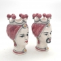 Coppia Teste Ceramica Siciliana Caltagirone Rosa cm 15