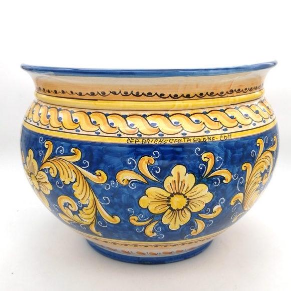 Portavaso Ceramica di Caltagirone Ornato Blu cm 40