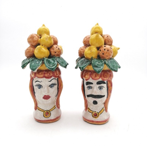 COPPIA TESTE CERAMICA DI CALTAGIRONE Frutta CM 20