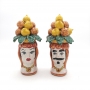 COPPIA TESTE CERAMICA DI CALTAGIRONE Frutta CM 20