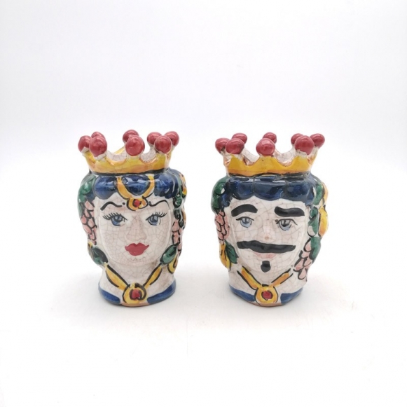 Coppia Teste Ceramica Siciliana Caltagirone cm 10