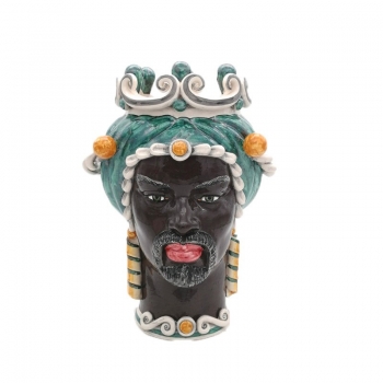 Caltagirone Ceramic Moor's Head Man Green cm 35
