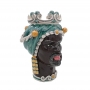 Caltagirone Ceramic Moor's Head Man Green cm 35