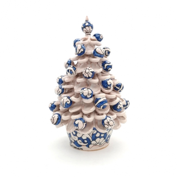 Foto Albero Di Natale.Albero Di Natale In Ceramica Siciliana Caltagirone Blu Cm 28