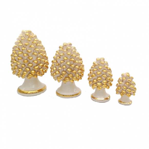Pigne in Ceramica cm 10-25 Oro serie “Luxury White"- Varie Misure