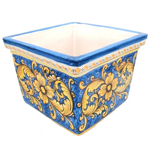 Portavaso Quadro Ceramica Caltagirone Ornato Blu cm 30 x 30