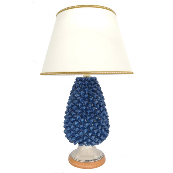 Lume Pigna Ceramica Siciliana Caltagirone Blu cm 70