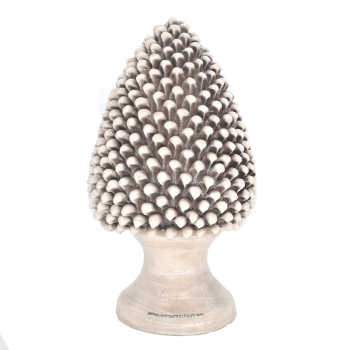 Antique White cm 50 Pine Cone in Sicilian Ceramic