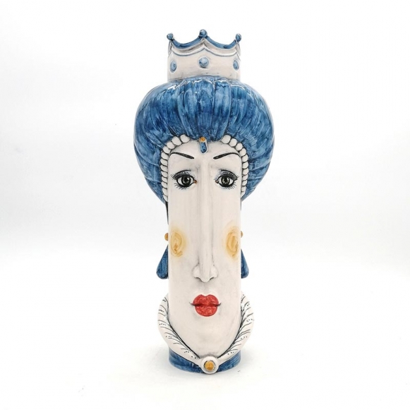 Head Vases Lady-Man Caltagirone Sicilian Ceramic New Style 35 cm