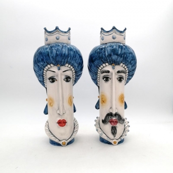 Teste di Moro Siciliane in Ceramica Caltagirone Donna-Uomo cm 35