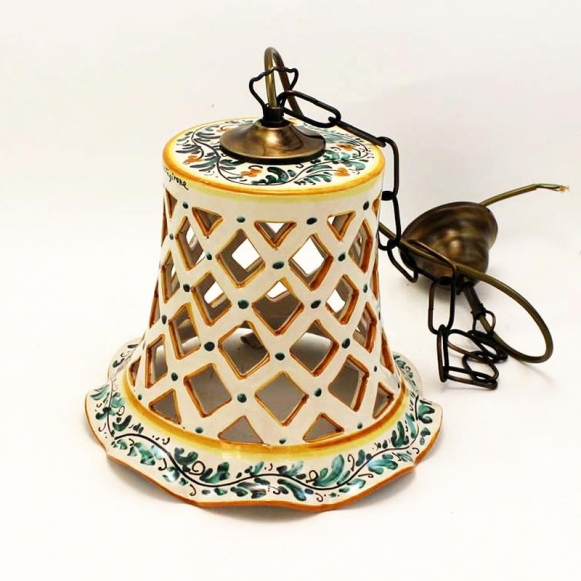 Lampadario ceramica traforato Verde