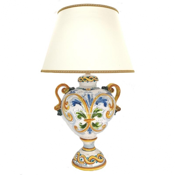 Caltagirone Sicilian Ceramic Yellow Lamp cm 70