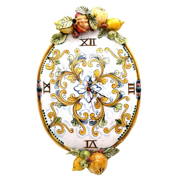 Sicilian Ceramic Fruit Wall Clock cm 60