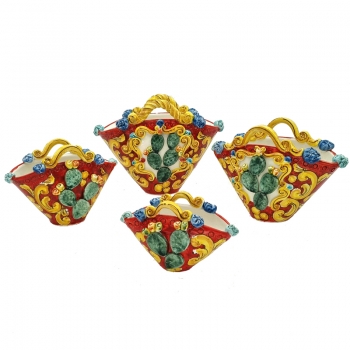 Borsa Ceramica Siciliana Caltagirone Fichi Rossa - Varie Dimensioni