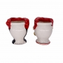 Pair of Sicilian Ceramic Heads from Caltagirone - Red-Gold 19 cm