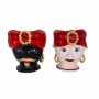 Pair of Sicilian Ceramic Heads from Caltagirone - Red-Gold 19 cm