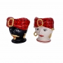 Pair of Sicilian Ceramic Heads from Caltagirone - Red-Gold 19 cm