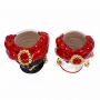 Pair of Sicilian Ceramic Heads from Caltagirone - Red-Gold 19 cm