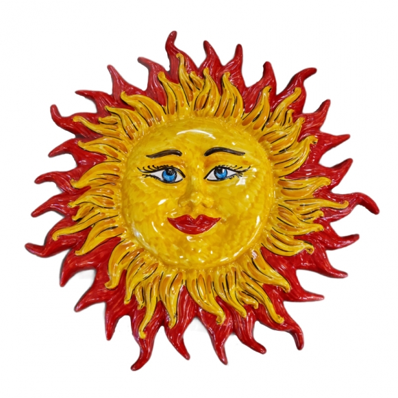 Sole in Ceramica Siciliana di Caltagirone Rosso cm 60