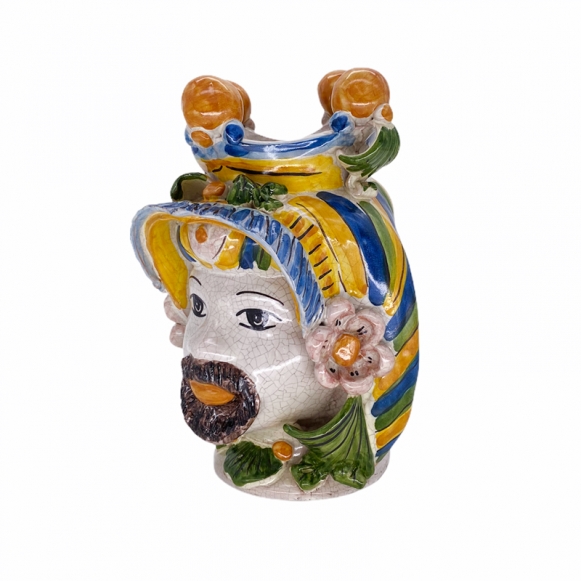 Testa Ceramica Uomo con Elmo h.25