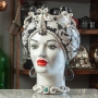 Head Vases Lady-Man Sicilian Ceramic "Moor's Head" from Caltagirone - Black - 42 cm