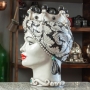 Head Vases Lady-Man Sicilian Ceramic "Moor's Head" from Caltagirone - Black - 42 cm