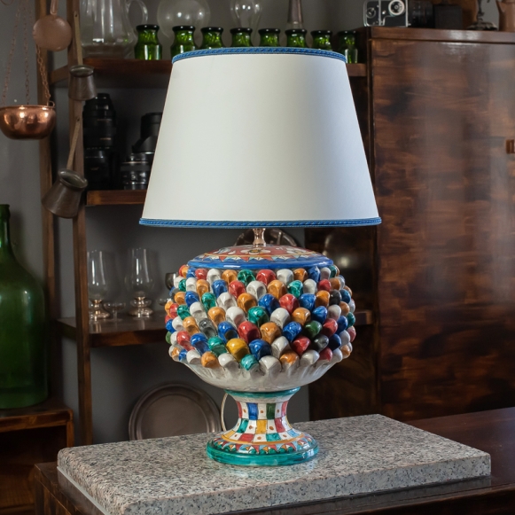 Lume Pigna Ceramica Siciliana Caltagirone Multicolor cm 60
