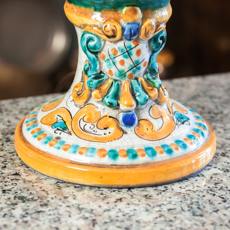 Lume Pigna Ceramica Siciliana Caltagirone Verde Cm 85