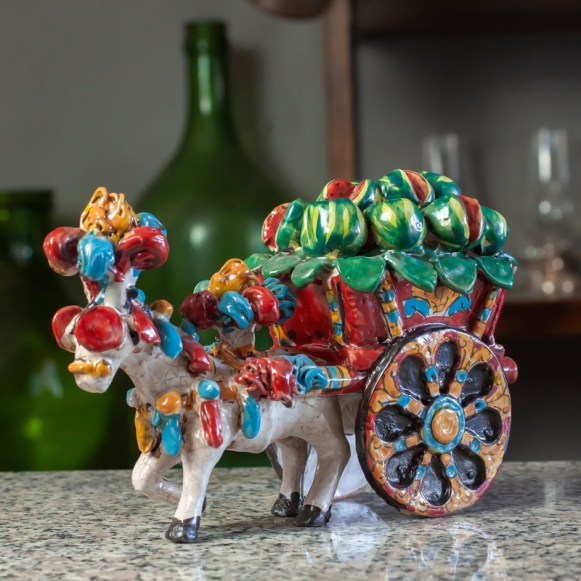Carretto Siciliano Ceramica Caltagirone Angurie cm 21