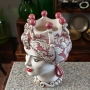 Testa di Moro ceramica Siciliana Caltagirone  Donna Bordeaux Antico Floreale cm 42
