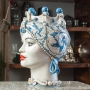 Testa di Moro ceramica Siciliana Caltagirone Donna Blu cm 42
