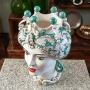 Head Vases Lady-Man Sicilian Ceramic from Caltagirone Green - 42 cm