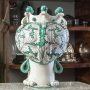 Head Vases Lady-Man Sicilian Ceramic from Caltagirone Green - 42 cm