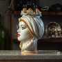 Head Vases Sicilian Ceramic from Caltagirone, Yellow, 35 cm