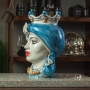 Testa di Moro Ceramica Siciliana Caltagirone  Donna Turbante Blu  cm 35