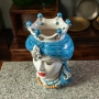 Testa di Moro Ceramica Siciliana Caltagirone  Donna Turbante Blu  cm 35
