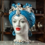 Testa di Moro Ceramica Siciliana Caltagirone  Donna Blu cm 40