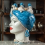 Testa di Moro Ceramica Siciliana Caltagirone  Donna Blu cm 40